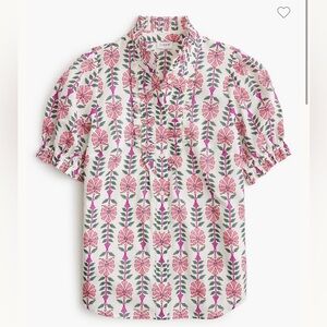 J.Crew Printed ruffle-placket blouse